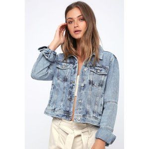 Free People Rumors Light Wash Denim Jacket
